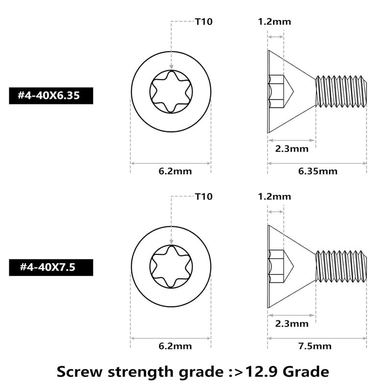 ohhunt Screws Set 30Pcs for Red Dot Sight Optics and Mount Includes #4-40 in 6.35mm/7.5mm/8.5mm/9.52mm/11.11mm Length 5 Sets of Screws 6 in Each Set - Image 4